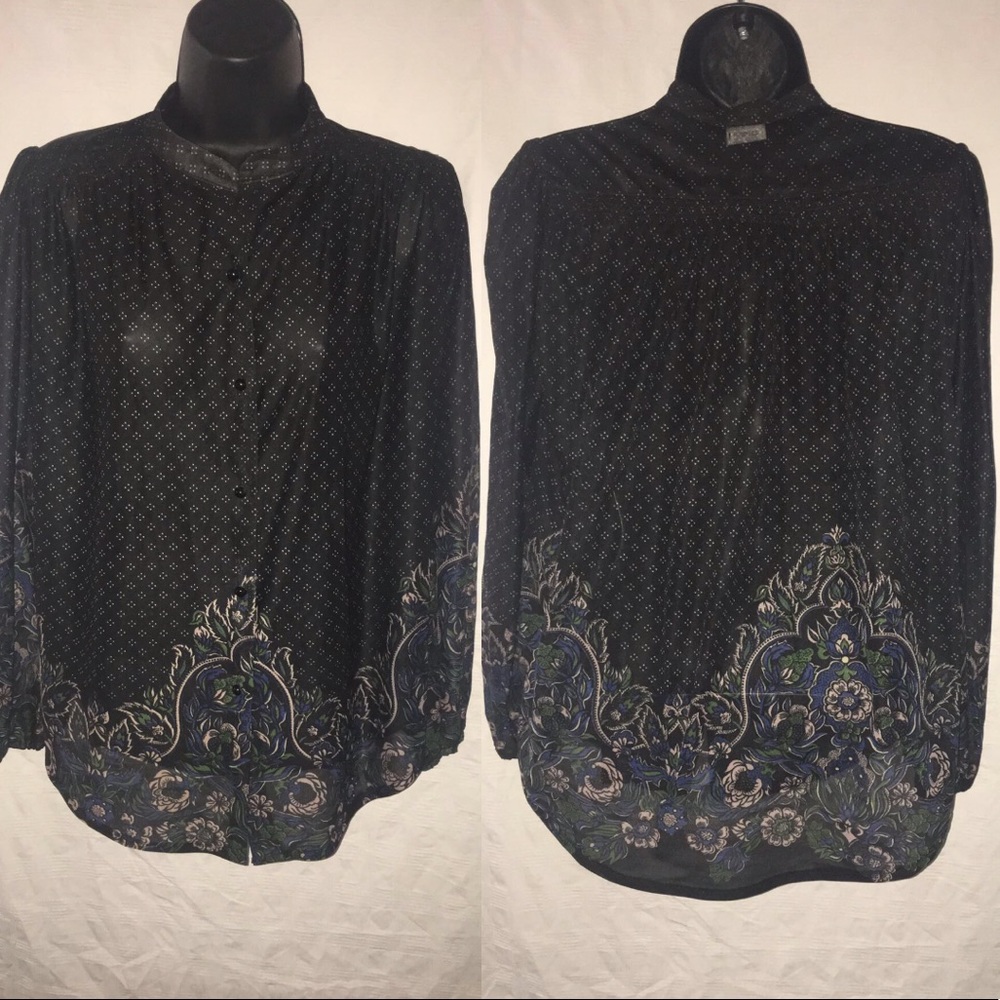 Sexy Vintage Sheer Blouse, Size Medium